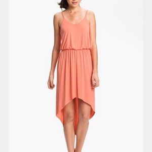 Lush Peach High Low Spaghetti Strap Dress